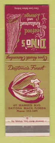 Matchbook Cover - Dino's Seafood Restaurant Daytona Beach FL