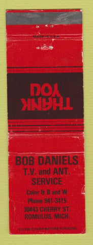 Matchbook Cover - Bob Daniels TV and Antenna Service Romulus MI WEAR