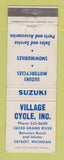Matchbook Cover - Village Motorcycle Suzuki Detroit MI Snowmobiles