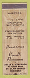 Matchbook Cover - Cornell's Restaurant St Clair Shores MI