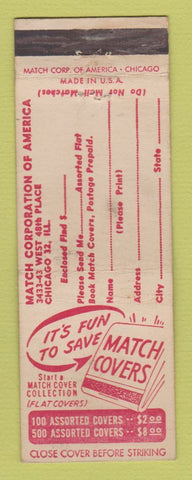 Matchbook Cover - Match Corporation of America Chicago IL