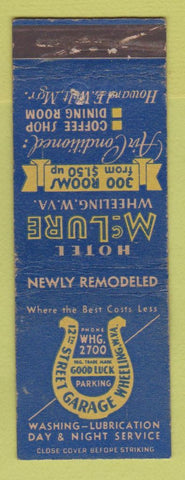 Matchbook Cover - Hotel McClure Wheeling WV WEAR