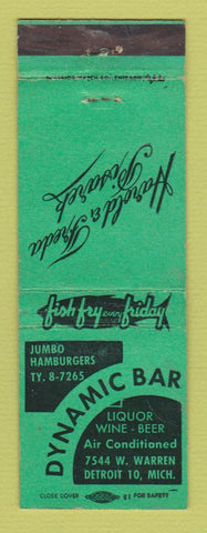 Matchbook Cover - Dynamic Bar Detroit MI Harold Pisarek