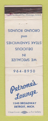 Matchbook Cover - Petrone's Lounge Detroit MI