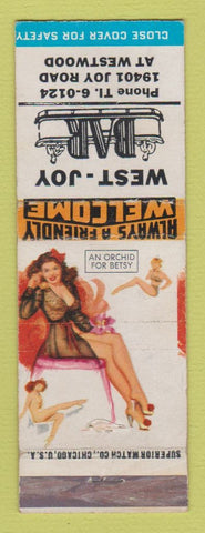 Matchbook Cover - West Joy Bar Detroit MI pinup