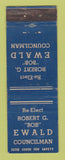 Matchbook Cover - Robert Bob Ewald Councilman Election Detroit? MI