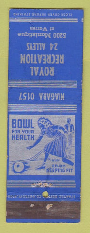 Matchbook Cover - Royal Recreation Bowling Detroit MI girlie