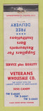 Matchbook Cover - Veterans Wholesale Restaurant Bar Supply Hamtramck MI WORN