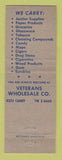 Matchbook Cover - Veterans Wholesale Restaurant Bar Supply Hamtramck MI WORN
