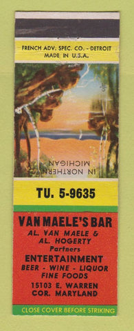 Matchbook Cover - Vanmaele's Bar Detroit MI