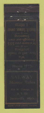 Matchbook Cover - Salway Motors Jonesville MI WEAR