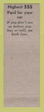 Matchbook Cover - Salway Motors Jonesville MI WEAR