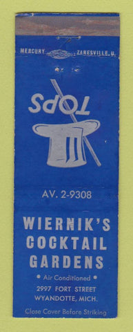 Matchbook Cover - Wiernik's Cocktail Gardens Wyandotte MI