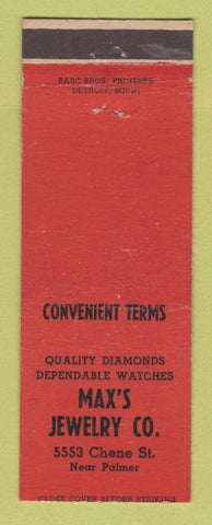 Matchbook Cover - Max's Jewelry Detroit MI