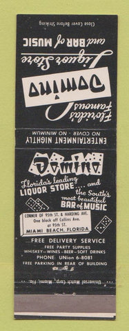 Matchbook Cover - Domino Liquor Store Miami Beach FL bar