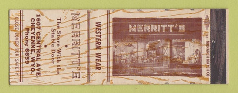 Matchbook Cover - Merritt's Western Clothes Cheyenne WY