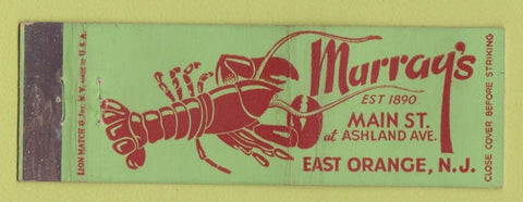 Matchbook Cover - Murray's Restaurant East Orange NJ lobster Full Length