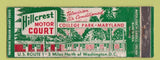 Matchbook Cover - Hillcrest Mottor Court College Park MD WORN Full Length