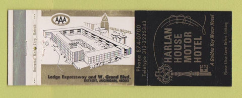 Matchbook Cover - Harlan House Motor Hotel Detroit MI