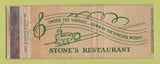 Matchbook Cover - Stone's Restaurant Marshalltown IA WORN