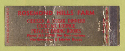 Matchbook Cover - Rosemond Hills Farm Franklin? MI