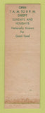 Matchbook Cover - Grace and Smith's Restaurant Toledo OH