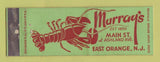 Matchbook Cover - Murray's Restaurant East Orange NJ lobster WEAR Full Length