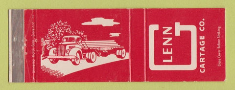 Matchbook Cover - Glenn Cartage Trucking Girard OH Pittsburgh PA