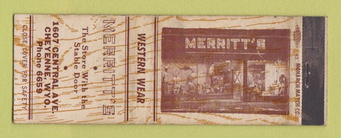 Matchbook Cover - Merritt's Western Clothes Cheyenne WY