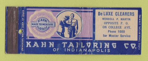 Matchbook Cover - Kahn Tailoring Clothes DeLuxe Cleaners Minneapolis MN WORN
