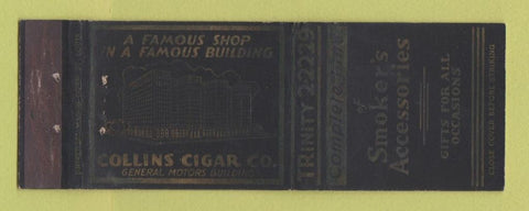 Matchbook Cover - Collins Cigar Company Detroit MI GM Building WEAR