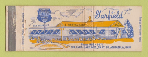 Matchbook Cover - Garfield Restaurant Ashtabula OH WEAR Full Length