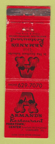 Matchbook Cover - Armand's Restaurant Harvey IL WEAR