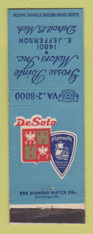 Matchbook Cover - Grosse Pointe Motors Detroit MI DeSoto Plymouth