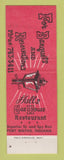 Matchbook Cover - Gas House Restaurant Fort Wayne IN