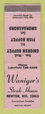 Matchbook Cover - Waniger's Steak House Newton WI WEAR