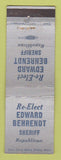 Matchbook Cover - Edward Behrendt Sheriff Election Detroit? WEAR