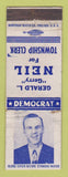 Matchbook Cover - Gerald Gerry Neil Township Clerk MI? WORN