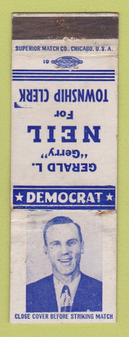 Matchbook Cover - Gerald Gerry Neil Township Clerk MI? WORN