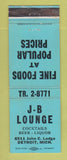 Matchbook Cover - JB Lounge Detroit MI WEAR