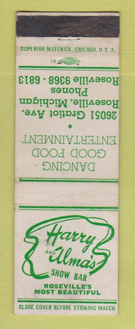Matchbook Cover - Harry and Alma's Show Bar Roseville MI WEAR