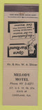 Matchbook Cover - Melody Motel Chiefland FL