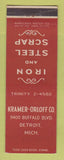 Matchbook Cover - Kramer Orloff Iron Steel Scrap Detroit MI