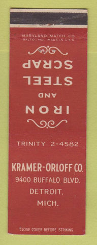 Matchbook Cover - Kramer Orloff Iron Steel Scrap Detroit MI