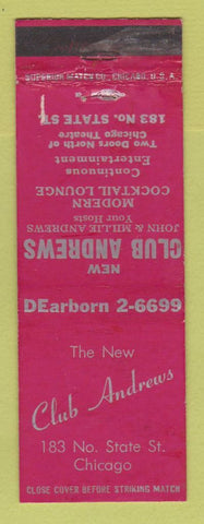 Matchbook Cover - Club Andrews Chicago IL