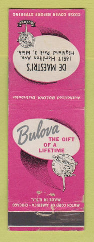 Matchbook Cover - Bulova Watches De Maestri's Highland Park MI