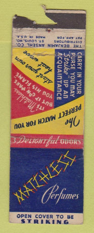 Matchbook Cover - Mathless Perfumes Benjamin Ansehl St Louis MO POOR STRIKER