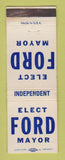 Matchbook Cover - Ford for Mayor Detroit? MI?
