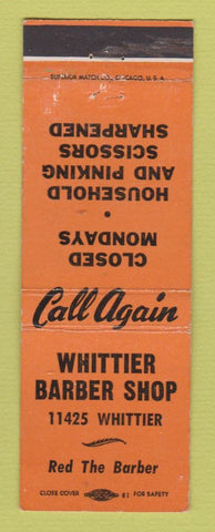 Matchbook Cover - Whittier Barber Shop Detroit MI WEAR
