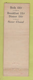 Matchbook Cover - Soldiers Sailor and Marines Club Washington DC WORN